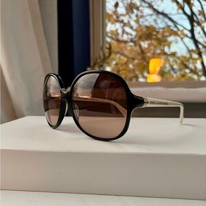 Diane von Furstenberg Black & Pearl w/ Gold Trim Sunglasses